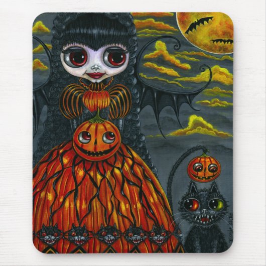 Halloween Kitty Cat Fairy Mousepad Muismat (Voorkant)