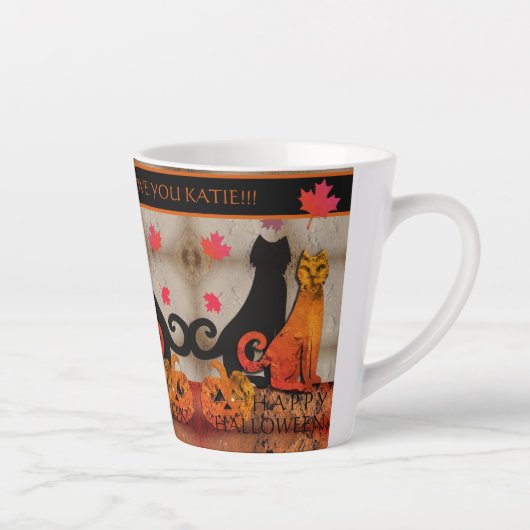 Halloween Kitty Cat Latte Mok (Rechts)