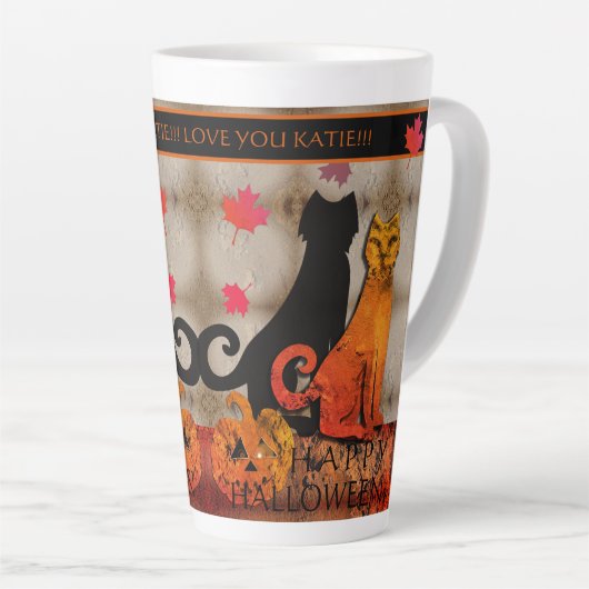 Halloween Kitty Cat Latte Mok (Rechterhoek)