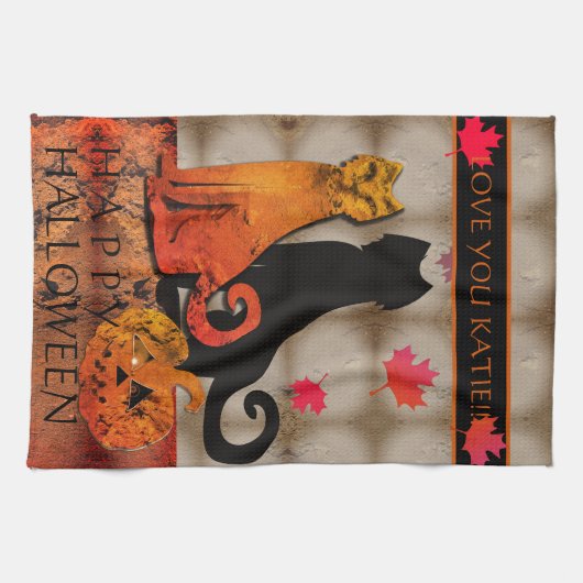 Halloween Kitty Cat Theedoek (Horizontaal)