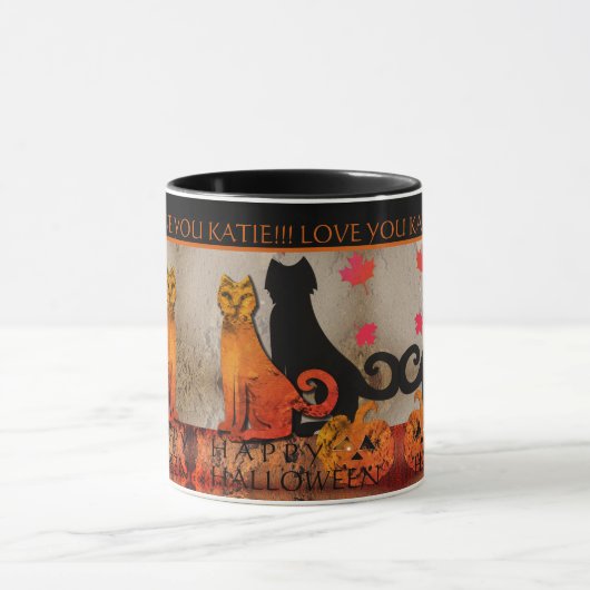Halloween Kitty Cat Two-Tone Koffie Mok (Midden)
