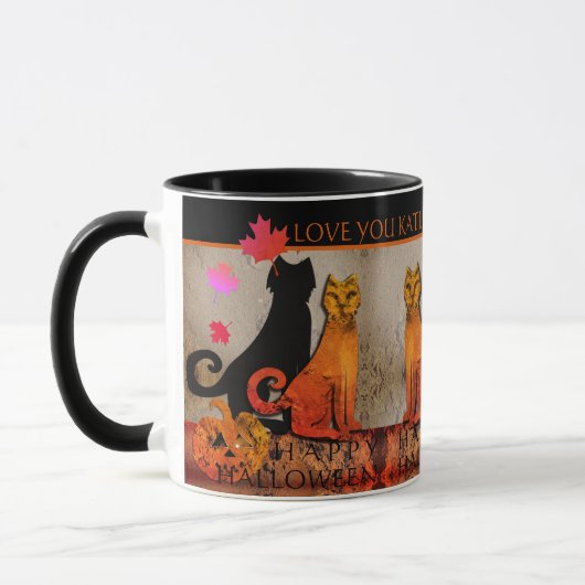 Halloween Kitty Cat Two-Tone Koffie Mok (Links)