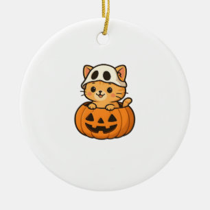 Halloween Kitty in een pompoen Klassiek T-shirt Keramisch Ornament