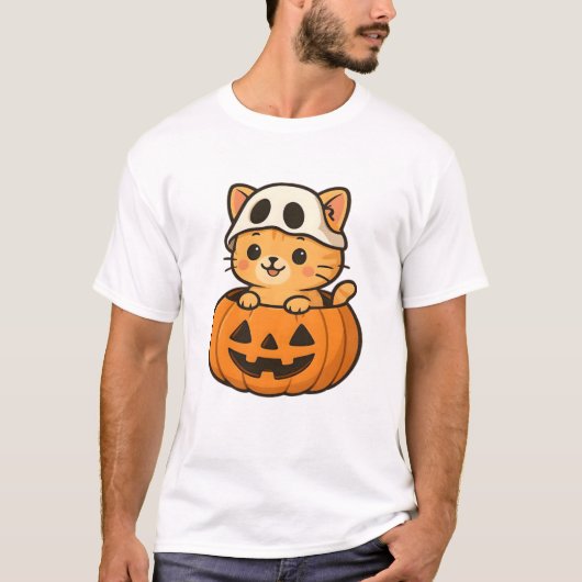 Halloween Kitty inside a pumpkin Classic T-Shirt (Voorkant)
