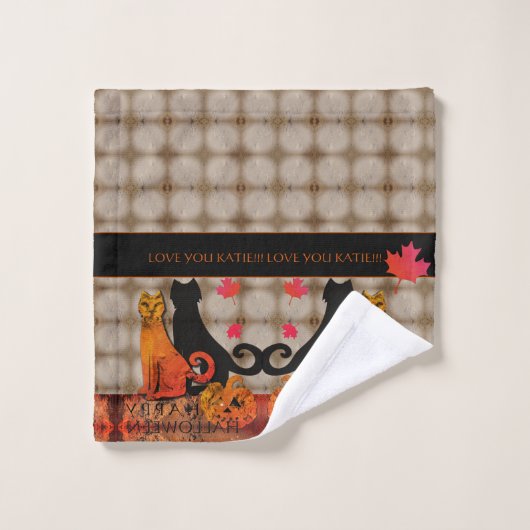 Halloween Kitty Kat Handdoek (Wasdoekje)