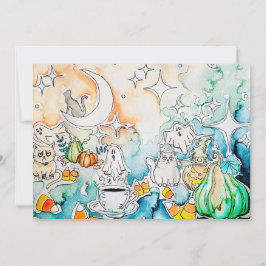 Halloween Kitty Kunst Feestdagenkaart