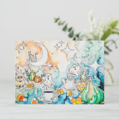 Halloween Kitty Kunst Feestdagenkaart (Staand voorkant)