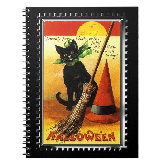 Halloween Kitty met Heksenhoed Notitieboek (Voorkant)