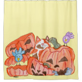 Halloween Kitty & SMashed Pumpkins Douchegordijn (Voorkant)