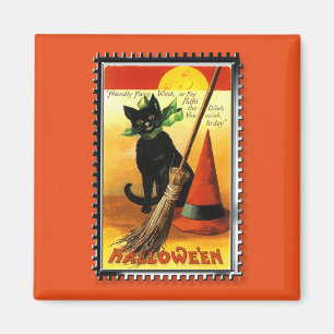 Halloween Kitty Zit Heksenhoed Magneet
