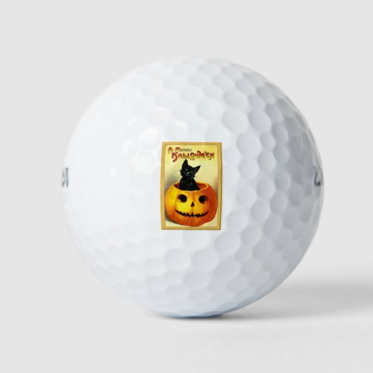 Halloween Kitty zit in Jack O Lantern Golfballen (Voorkant)
