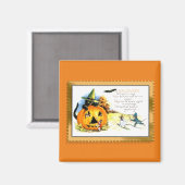 Halloween Kitty zit in Jack O Lantern Magneet (Voorkant / Achterkant)