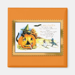 Halloween Kitty zit in Jack O Lantern Magneet