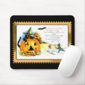 Halloween Kitty zit in Jack O Lantern Muismat (Met muis)