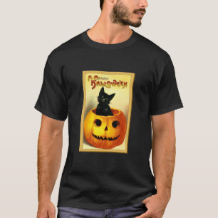 Halloween Kitty zit in Jack O Lantern T-shirt