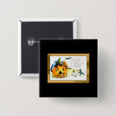 Halloween Kitty zit in Jack O Lantern Vierkante Button 5,1 Cm (Voorkant /achterkant)