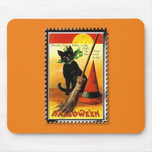 Halloween Kitty Zit Zitches Hoed Muismat (Voorkant)