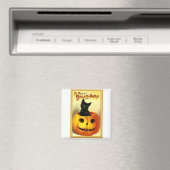 Halloween Kitty zittend in Jack O Lantern Magneet (Insitu (Vaatwasser))