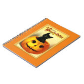 Halloween Kitty zittend in Jack O Lantern Notitieboek (Linkerzijde)