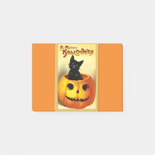 Halloween Kitty zittend in Jack O Lantern Post-it® Notes (Voorkant)
