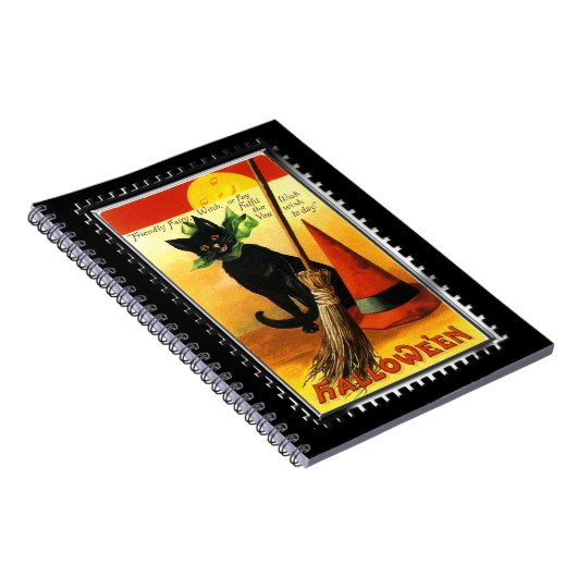 Halloween Kitty Zittende Heksenhoed Notitieboek (Rechterzijde)