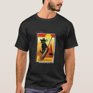 Halloween Kitty Zittende Heksenhoed T-shirt
