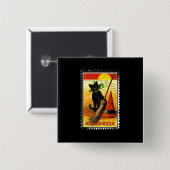 Halloween Kitty Zittende Heksenhoed Vierkante Button 5,1 Cm (Voorkant /achterkant)
