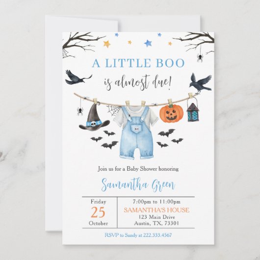 Halloween Kleding Little Boo Baby shower Kaart (Voorkant)