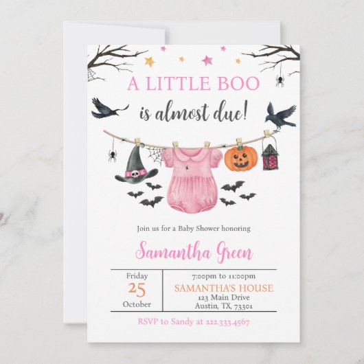 Halloween Kleding Little Boo Baby shower Kaart (Voorkant)