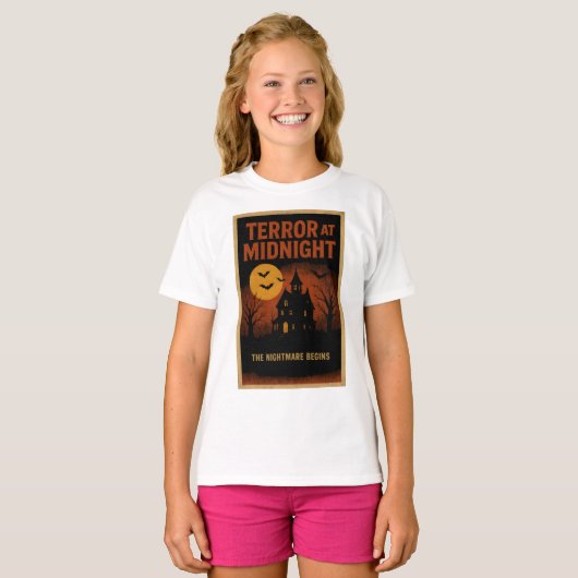 Halloween kleding retro Terror bij Midnight Poster T-shirt (Voorkant volledig)