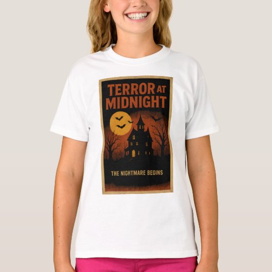 Halloween kleding retro Terror bij Midnight Poster T-shirt (Voorkant)