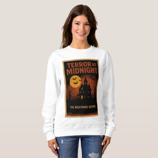 Halloween kleding retro Terror bij Midnight Poster Trui (Voorkant volledig)