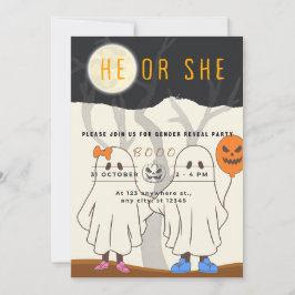 Halloween kleine boe hij of zij uitnodiging