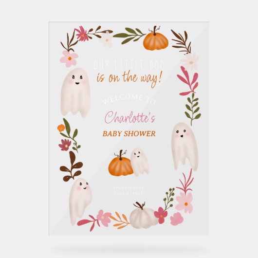 Halloween kleine boo Geesten welkom baby shower Acryl Bord (Voorkant)