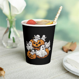 Halloween: Kleine Geister mit Kürbissen -  Papieren Bekers