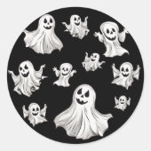 Halloween: Kleine Geister -  Ronde Sticker (Voorkant)