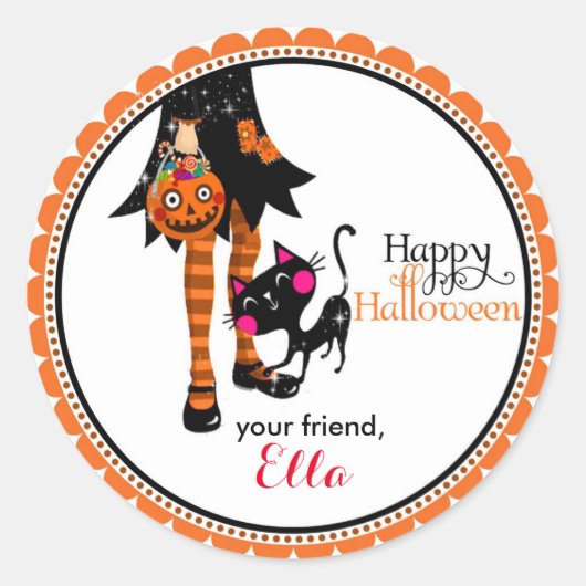 Halloween kleine heks goodie tas gunst stickers (Voorkant)