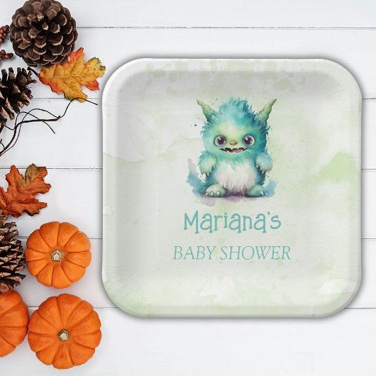 Halloween Kleine Monster Jongen Baby shower Papieren Bordje