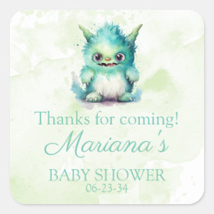 Halloween Kleine Monster Jongen Baby Shower Vierkante Sticker