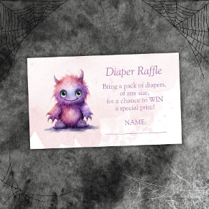 Halloween Kleine Monster Meisje Luier Raffle Ticke Informatiekaartje