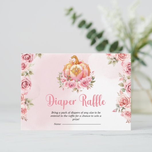 Halloween Kleine Pompoen Baby shower Luier Raffle Informatiekaartje (Staand voorkant)