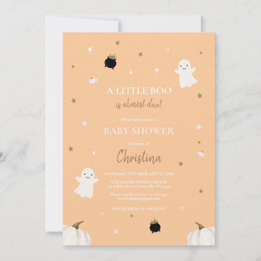 Halloween Kleine Pompoen Boo Baby shower Sinaasapp Kaart (Voorkant)