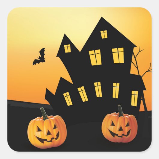 Halloween Kleine Pompoen Vierkante Sticker (Voorkant)