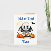 Halloween kleine skelet vleermuizen Trick or treat Kaart (Voorkant)