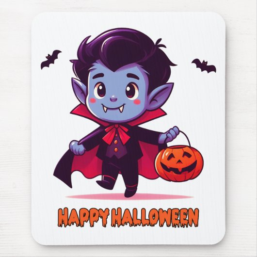 Halloween - Kleine Vampier en citrouille Muismat (Voorkant)