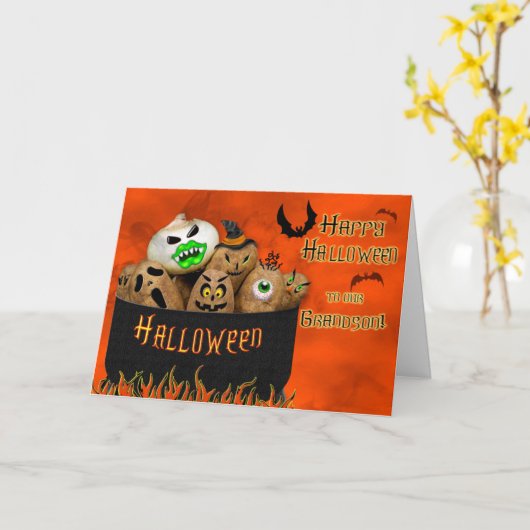 HALLOWEEN - KLEINZOON - AARDAPPEL UI KOSTUUM KAART (Gele Bloem)