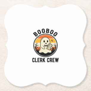Halloween Klerk BooBoo Geest Crew Vintage_1 Kartonnen Onderzetters