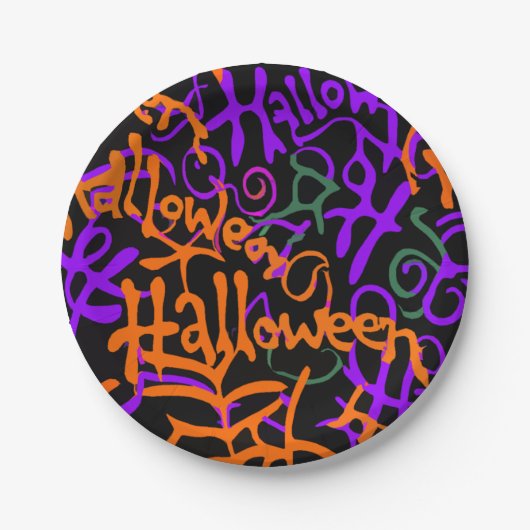 Halloween Kleur Papieren Bordje (Voorkant)