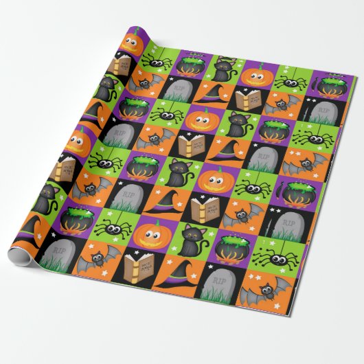 Halloween Kleuren Cadeaupapier (Uitgerold)