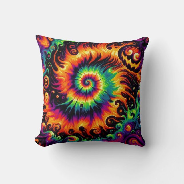 Halloween Kleuren & Fun Pumpkin Stropdas-dye Kussen (Voorkant)